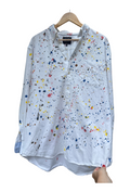 White Oxford Shirt, Multi Color Splatter